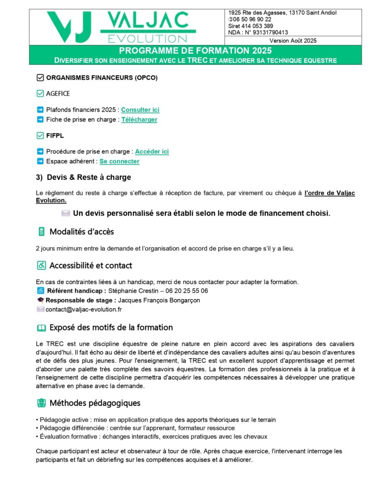 Valjac Formation Equestre Avignon MULLER Programme 2025 Page 0002