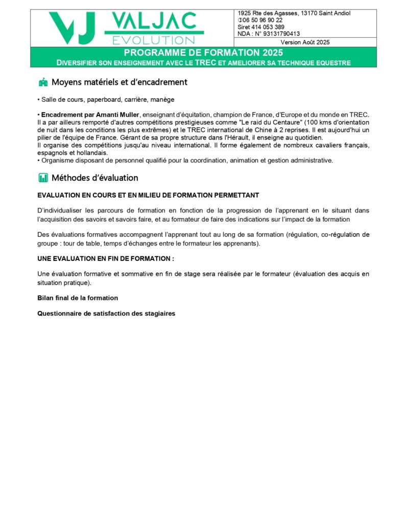 Valjac Formation Equestre Avignon MULLER Programme 2025 Page 0003